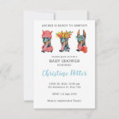 Doberman Watercolor Babydusche Einladung (Vorderseite)