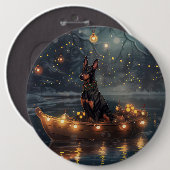Doberman Weihnachts Feierliche Reise Button (Vorne & Hinten)