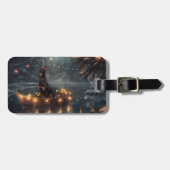 Doberman Weihnachts Feierliche Reise Gepäckanhänger (Vorderseite horizontal)