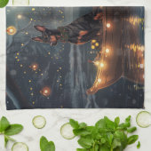 Doberman Weihnachts Feierliche Reise Geschirrtuch (Gefaltet)