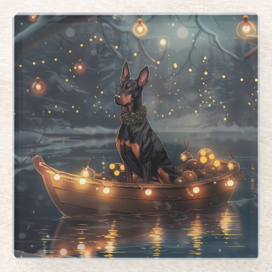 Doberman Weihnachts Feierliche Reise Glasuntersetzer (Vorderseite)