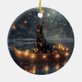 Doberman Weihnachts Feierliche Reise Keramik Ornament (Hinten)