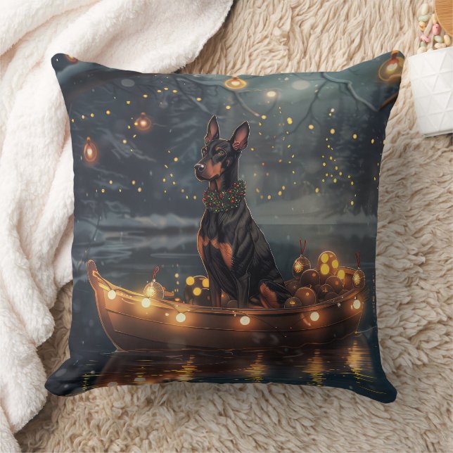Doberman Weihnachts Feierliche Reise Kissen (Decke)