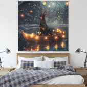 Doberman Weihnachts Feierliche Reise Leinwanddruck (Insitu (Schlafzimmer))