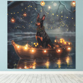 Doberman Weihnachts Feierliche Reise Leinwanddruck (Insitu (Holzboden))