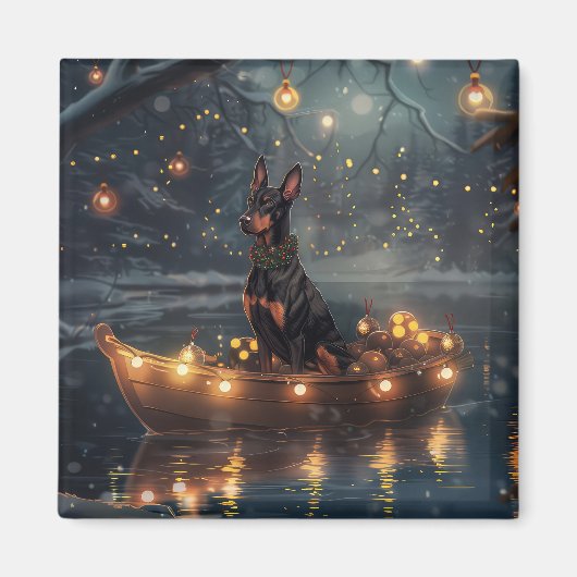 Doberman Weihnachts Feierliche Reise Magnet (Vorne)