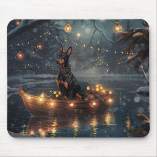 Doberman Weihnachts Feierliche Reise Mousepad