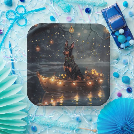 Doberman Weihnachts Feierliche Reise Pappteller (Party)