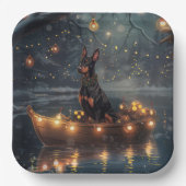 Doberman Weihnachts Feierliche Reise Pappteller (Vorderseite)