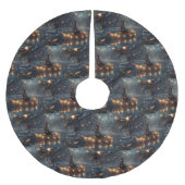 Doberman Weihnachts Feierliche Reise Polyester Weihnachtsbaumdecke (Vorderseite)