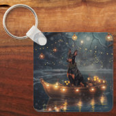 Doberman Weihnachts Feierliche Reise Schlüsselanhänger (Vorderseite)