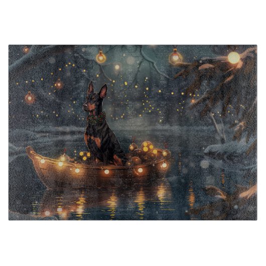 Doberman Weihnachts Feierliche Reise Schneidebrett (Vorderseite)