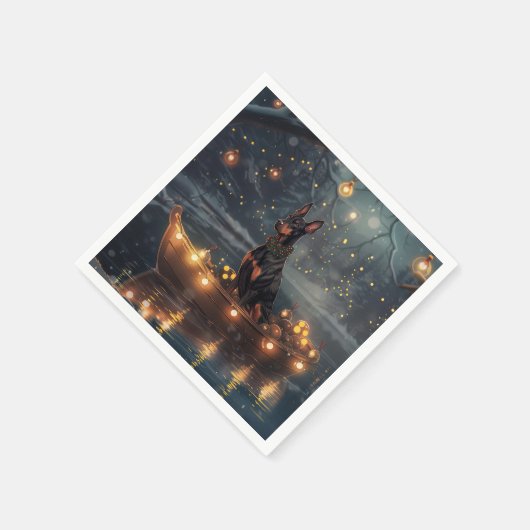 Doberman Weihnachts Feierliche Reise Serviette (Ecke)