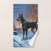 Doberman Weihnachts-Feiertage Badhandtuch Set (Handtuch)
