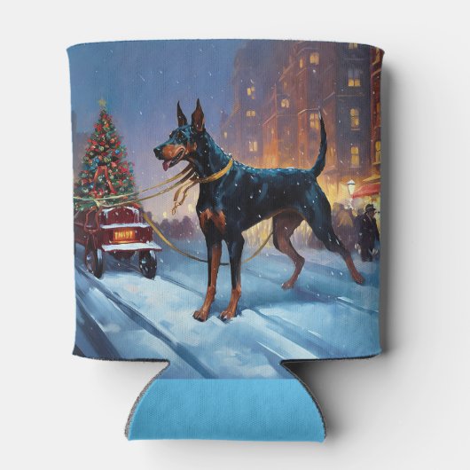 Doberman Weihnachts-Feiertage Dosenkühler (Rückseite)