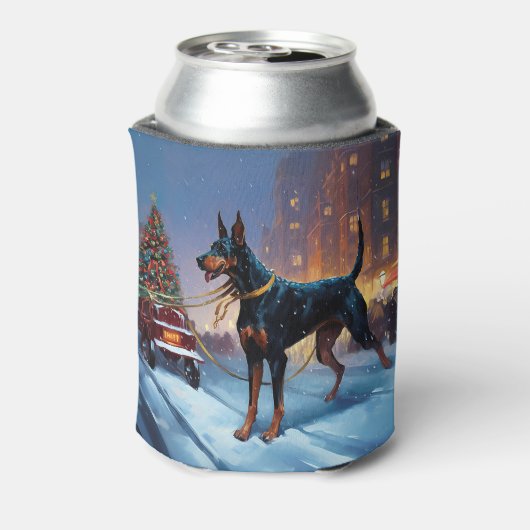 Doberman Weihnachts-Feiertage Dosenkühler (Kanne Rückseite)