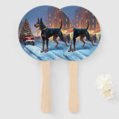 Doberman Weihnachts-Feiertage Fächer (Vorne und Hinten)