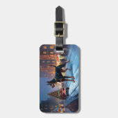 Doberman Weihnachts-Feiertage Gepäckanhänger (Vorderseite vertikal)