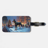 Doberman Weihnachts-Feiertage Gepäckanhänger (Rückseite horizontal)