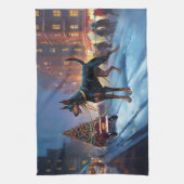 Doberman Weihnachts-Feiertage Geschirrtuch (Vertikal)
