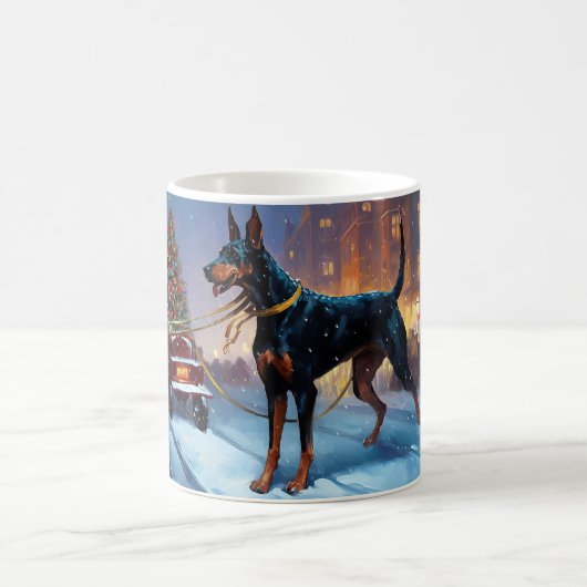 Doberman Weihnachts-Feiertage Kaffeetasse (Mittel)