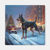 Doberman Weihnachts-Feiertage Magnet (Vorne)