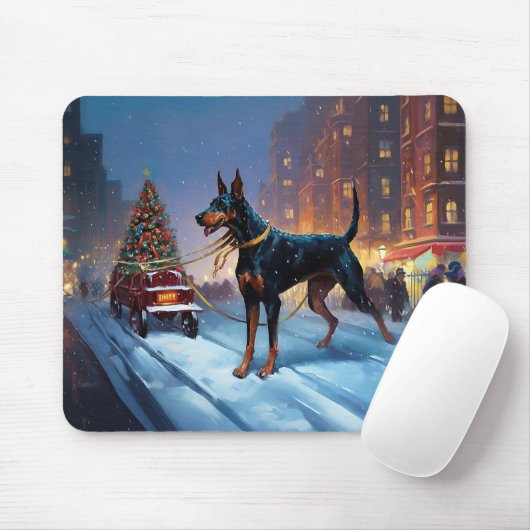 Doberman Weihnachts-Feiertage Mousepad (Mit Mouse)