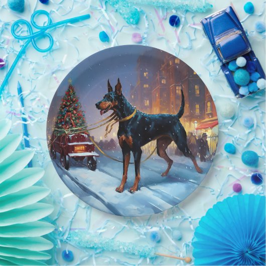 Doberman Weihnachts-Feiertage Pappteller (Party)