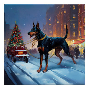 Doberman Weihnachts-Feiertage Poster