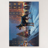 Doberman Weihnachts-Feiertage Puzzle (Vertikal)