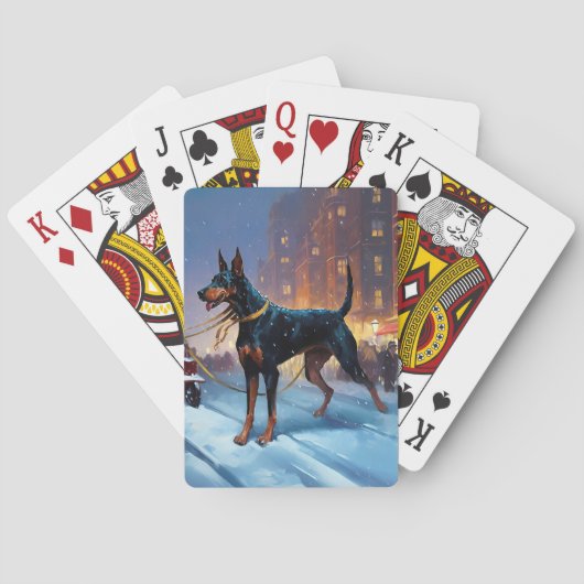Doberman Weihnachts-Feiertage Spielkarten (Rückseite)