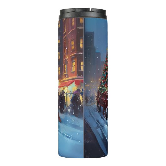 Doberman Weihnachts-Feiertage Thermosbecher (Rückseite)