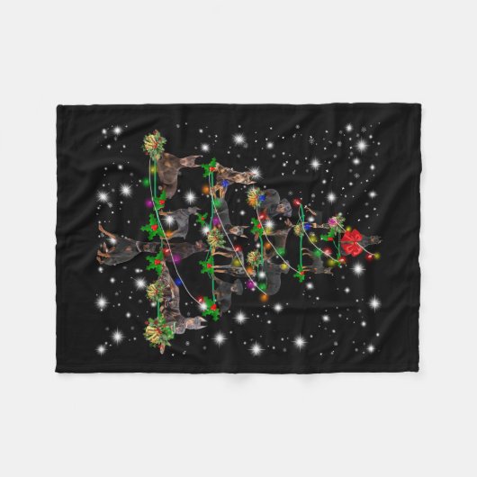 Doberman Weihnachtsbaum bedeckt durch Blitzlicht Fleecedecke (Vorderseite (Horizontal))