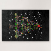 Doberman Weihnachtsbaum bedeckt durch Blitzlicht Puzzle (Horizontal)