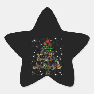 Doberman Weihnachtsbaum bedeckt durch Blitzlicht Stern-Aufkleber