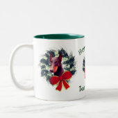 Doberman Weihnachtsfeiertag Personalisiert Zweifarbige Tasse (Links)