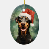 Doberman Weihnachtsmalerei Keramik Ornament (Vorne)