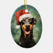 Doberman Weihnachtsmalerei Keramik Ornament (Hinten)