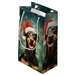 Doberman Weihnachtsmalerei Kleine Geschenktüte