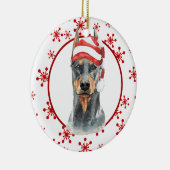 Doberman Weihnachtsmannmütze Red Snowflake Templat Keramik Ornament (Rechts)