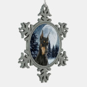 Doberman Weihnachtsschmuck Schneeflocken Zinn-Ornament (Links)