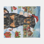 Doberman Winter Wonderland Christmas Joy Fleecedecke (Vorderseite (Horizontal))