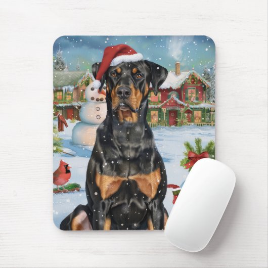Doberman Winter Wonderland Christmas Joy Mousepad (Mit Mouse)