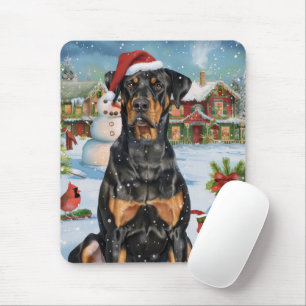 Doberman Winter Wonderland Weihnachtsfreude Mousepad