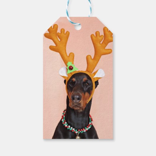 Doberman with Horns of a Deer Geschenkanhänger (Rückseite)