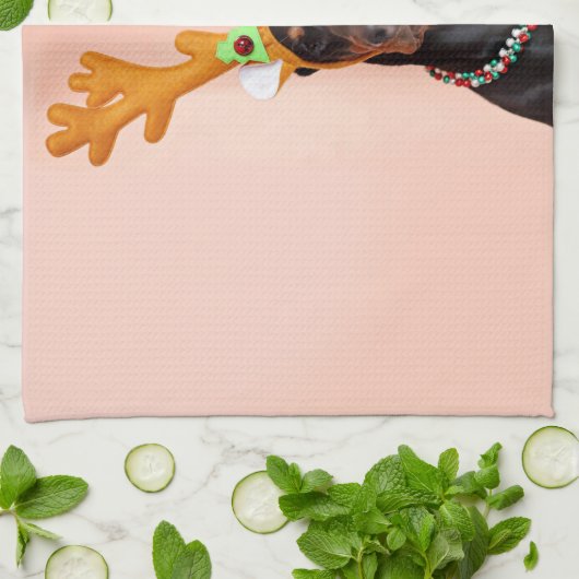 Doberman with Horns of a Deer Geschirrtuch (Gefaltet)