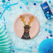 Doberman with Horns of a Deer Pappteller (Party)