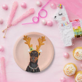 Doberman with Horns of a Deer Pappteller (Party)