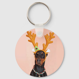 Doberman with Horns of a Deer Schlüsselanhänger