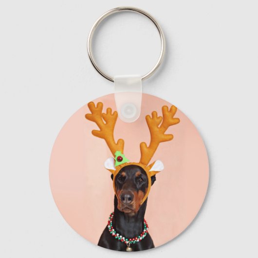 Doberman with Horns of a Deer Schlüsselanhänger (Vorderseite)